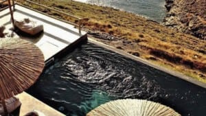 yoga retreat greece kythnos 2020 with Theresa Moodie - Greek Yoga Retreat - Pool area at k4 Kastellas on the island of Kythnos